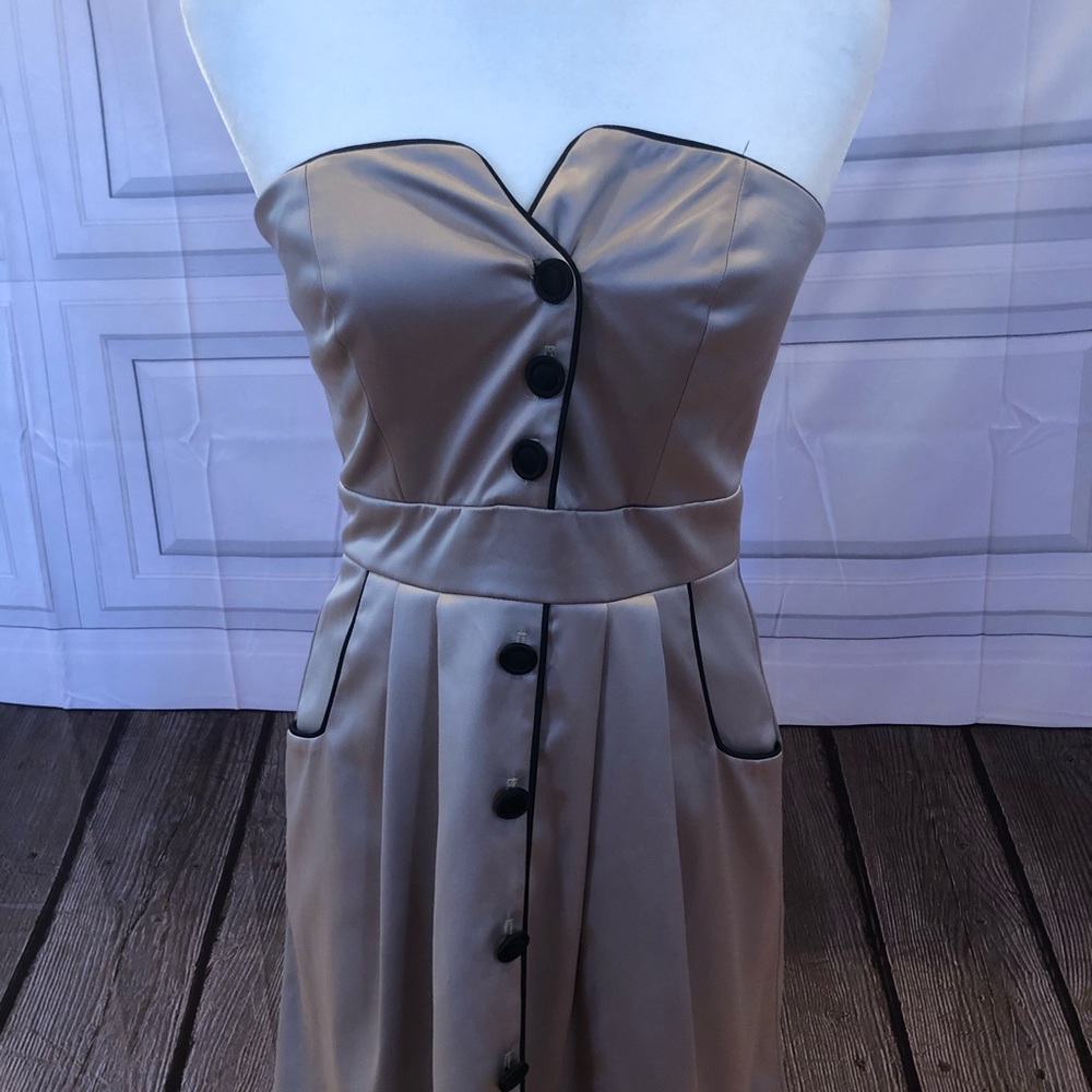 BCBG gold dress with buttons